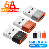 6-1 buc 6A tip C mamă la USB A mascul Adaptor OTG Convertor USB-C pentru Macbook Xiaomi Samsung Oneplus Adaptor conector cablu