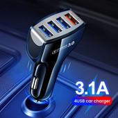 Încărcător USB pentru mașină 3.1A Încărcare rapidă 3.0 Adaptor universal pentru încărcare rapidă cu 4 porturi pentru telefon mobil Huawei iPhone 13 12 11 Pro Xiaomi