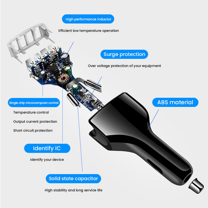 3.1A autós USB töltő gyorstöltő 3.0 univerzális gyorstöltő 4 portos mobiltelefon-adapter Huawei iPhone 13 12 11 Pro Xiaomihoz