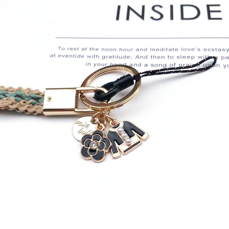 Uzica za mobilni telefon koja visi oko vrata Korejski pleteni remen oko vrata dva u jednom radna kartica privezak za ključeve ženski