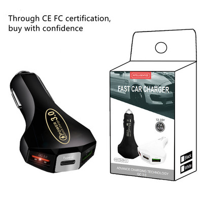 5V 3.1A PD încărcător pentru telefon auto USB tip C Încărcare rapidă pentru adaptor pentru telefon mobil în mașină încărcare rapidă 3.0 cu afișaj digital