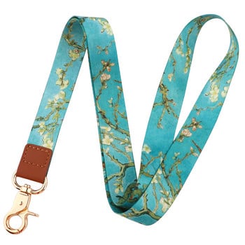 JF1444 Van Gogh Flower Lanyards Ключодържател Цветни щампи презрамки за врата Ключодържател Въже за мобилен телефон Подарък за учител Презрамки за мобилен телефон