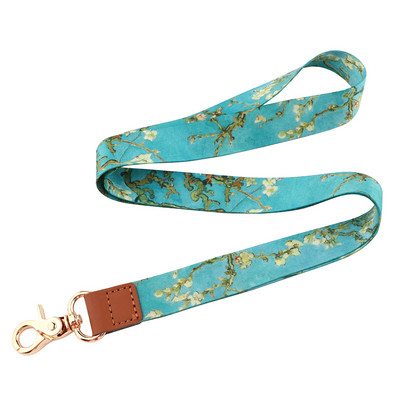 JF1444 Van Gogh Snururi cu flori Lanț cheie cu imprimare colorată Curele pentru gât Breloc telefon mobil frânghie Cadou profesor Curele pentru telefon mobil