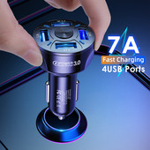 Încărcător USB pentru mașină Încărcare rapidă 3.0 4.0 Universal 30W Încărcare rapidă în mașină Încărcător pentru telefon mobil cu 4 porturi pentru samsung s10 iphone 11 13