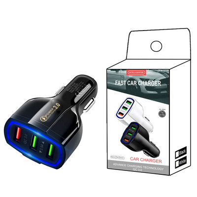 Încărcător USB pentru mașină Încărcare rapidă 3.0 4.0 Universal 30W Încărcare rapidă în mașină Încărcător pentru telefon mobil cu 4 porturi pentru samsung s10 iphone 11 13