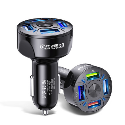 Încărcător USB pentru mașină Încărcare rapidă 3.0 4.0 Universal 30W Încărcare rapidă în mașină Încărcător pentru telefon mobil cu 4 porturi pentru samsung s10 iphone 11 13