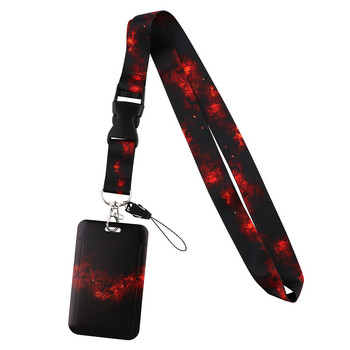 FD0842 Red Starry Night Lanyard Κάλυμμα κάρτας ταυτότητας Θήκη σήματος Κρεμαστό Κορδέλες μπρελόκ USB Κορδόνι Lariat Αξεσουάρ λουράκι τηλεφώνου