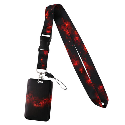 FD0842 Noapte înstelată roșie Snur pentru cartea de identitate Suport insignă Pandantiv USB Breloc Panglici Snur Lariat Curea telefon Accesorii