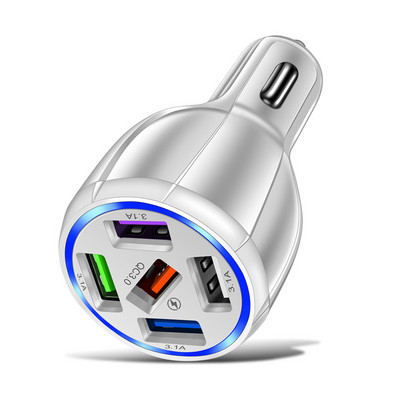 5 porturi USB încărcare auto 48W rapidă 7A mini încărcare rapidă pentru iPhone 11 Xiaomi Huawei Adaptor încărcător telefon mobil în mașină