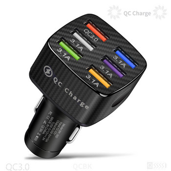 Tutew 15A 6 порта USB Car Charge Quick Mini LED Fast Charging за iPhone 12 Xiaomi Huawei адаптер за зарядно за мобилен телефон в кола