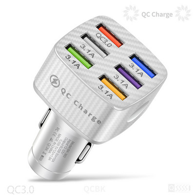 Tutew 15A 6 порта USB Car Charge Quick Mini LED Fast Charging за iPhone 12 Xiaomi Huawei адаптер за зарядно за мобилен телефон в кола