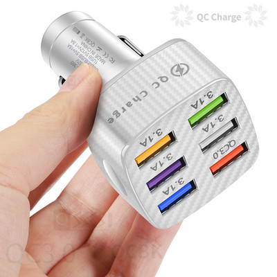 Tutew 15A 6 porturi USB încărcare mașină rapidă mini LED încărcare rapidă pentru iPhone 12 Xiaomi Huawei Adaptor încărcător pentru telefon mobil în mașină