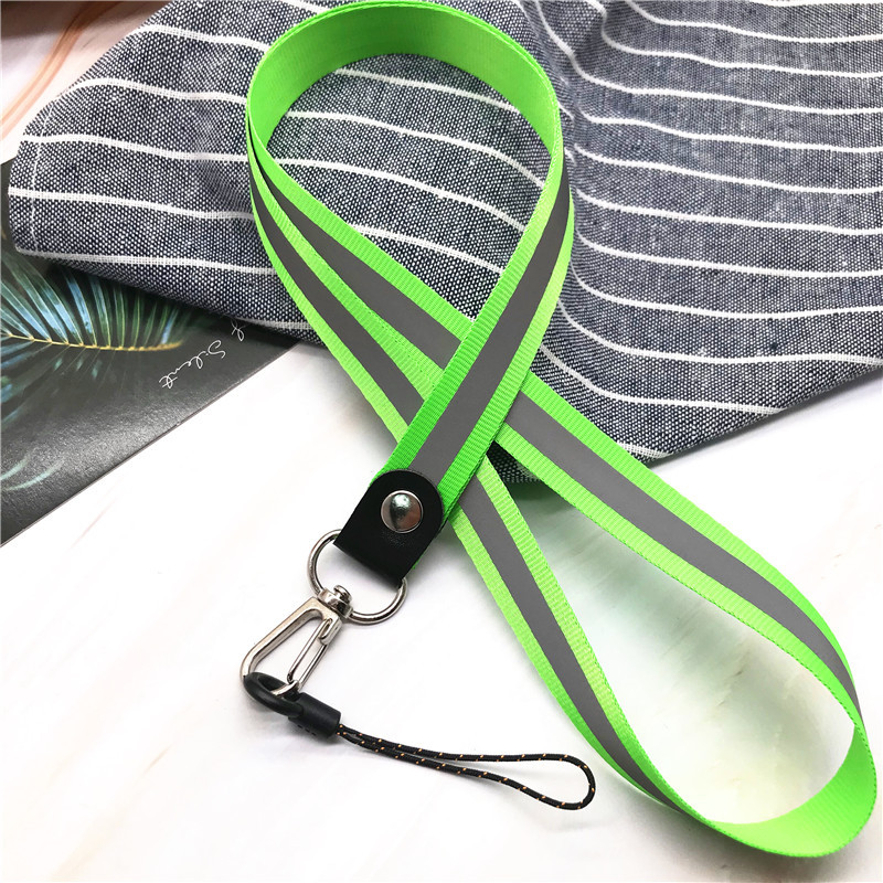 Μονόχρωμο αντανακλαστικό κορδόνι με λωρίδα για κλειδιά Θήκη USB ID Κάρτα κάρτας Όνομα Σήμα ιμάντες κινητού τηλεφώνου Μεταλλικό κλιπ κορδόνι