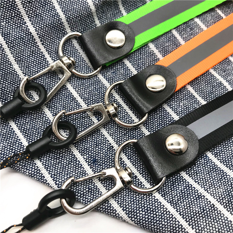 Μονόχρωμο αντανακλαστικό κορδόνι με λωρίδα για κλειδιά Θήκη USB ID Κάρτα κάρτας Όνομα Σήμα ιμάντες κινητού τηλεφώνου Μεταλλικό κλιπ κορδόνι