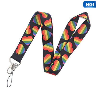 Homosexualitate Curcubeu Colorat Bricolaj Brelocuri Accesoriu Siguranță Breakaway Suport USB ID-ul Telefonului Cheie Curea Gât Snur