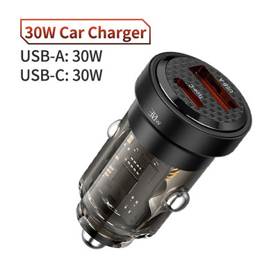 Putere USB pentru telefon de mașină PD30W Adaptor pentru încărcător de telefon de mașină cu încărcare rapidă pentru iPhone 14 13 12 Pro POCO Xiaomi iPad Tip C încărcător de mașină