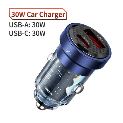 Putere USB pentru telefon de mașină PD30W Adaptor pentru încărcător de telefon de mașină cu încărcare rapidă pentru iPhone 14 13 12 Pro POCO Xiaomi iPad Tip C încărcător de mașină