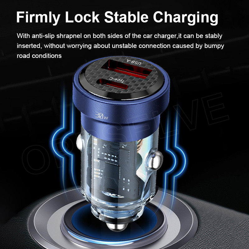 Τηλέφωνο αυτοκινήτου USB Power PD30W Προσαρμογέας φορτιστή τηλεφώνου αυτοκινήτου γρήγορης φόρτισης για iPhone 14 13 12 Pro POCO Xiaomi iPad Type C Φορτιστής αυτοκινήτου