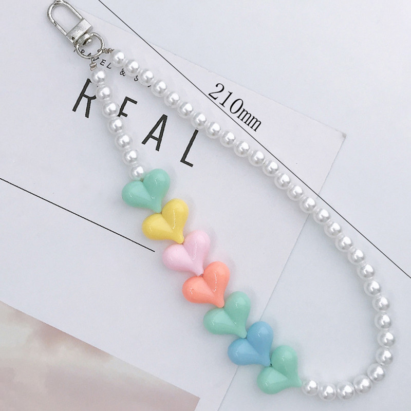 Színes gyanta szív virág gyöngy akril gyöngyös telefon láncszíj női varázslat, elvesztést gátló zsinór mobiltelefon akasztózsinór