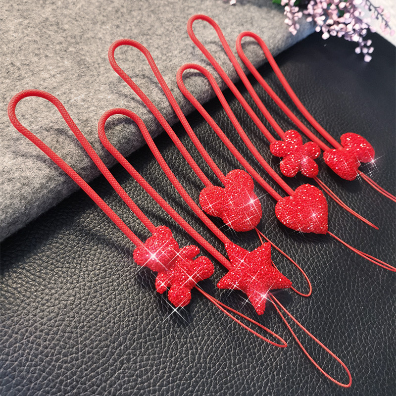 Aranyos pántos kulcstartó szíj Diamond Bear szilikon zsinór iPhone Xiaomi Samsung telefon fényképezőgép kulcstartó csuklópánt telefonhoz