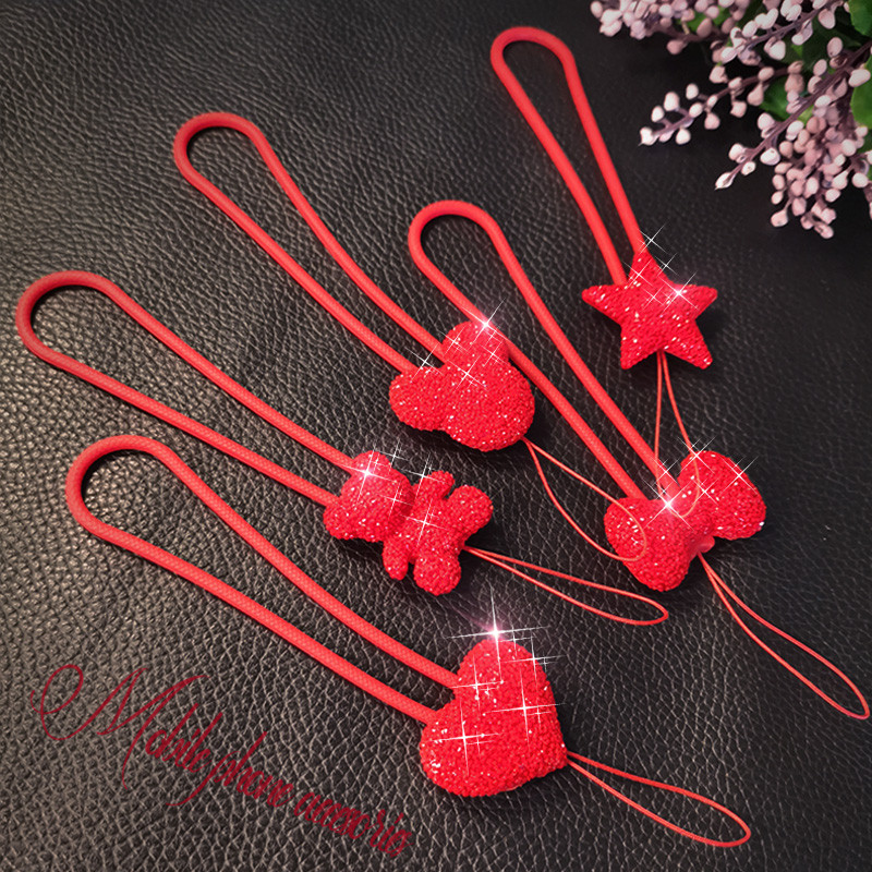 Aranyos pántos kulcstartó szíj Diamond Bear szilikon zsinór iPhone Xiaomi Samsung telefon fényképezőgép kulcstartó csuklópánt telefonhoz