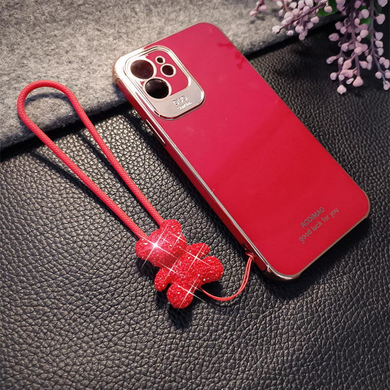 Aranyos pántos kulcstartó szíj Diamond Bear szilikon zsinór iPhone Xiaomi Samsung telefon fényképezőgép kulcstartó csuklópánt telefonhoz