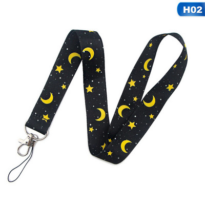 1 buc. Sun Moon Star Curea pentru telefon cu imprimare pentru chei Suporturi pentru insigne de identificare Curele pentru gât pentru telefonul mobil cu breloc