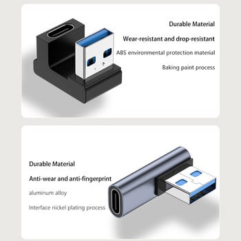 3A Type C Elbow USB 3.1 Charging Data Cable Adapter Converter for Android 90/180 Degree OTG Adapter Бързо зареждане 10Gbps