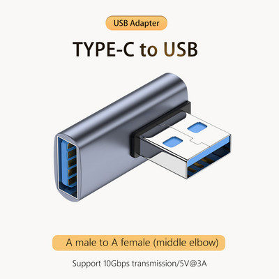 3A tip C cot USB 3.1 Convertor adaptor cablu de date de încărcare pentru Android 90/180 de grade Adaptor OTG Încărcare rapidă 10 Gbps