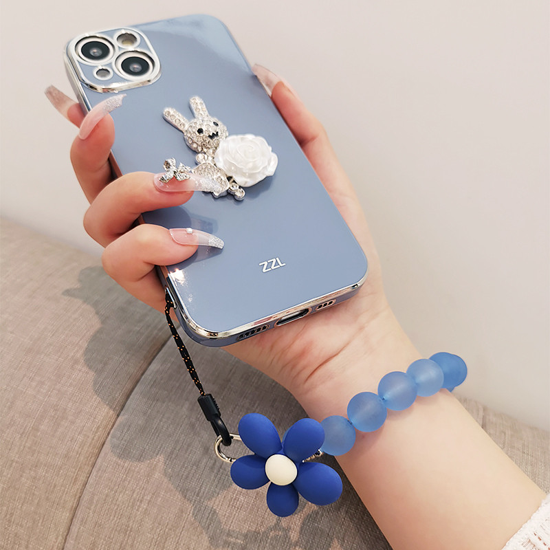 Mobiltelefon zsinór csukló rövid szilikon medál Klein kék új női medál ujjcsat elveszés ellen fagyos lánc Landyard