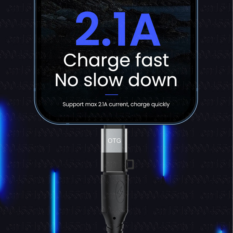 C típusú USB-8 tűs OTG adapter iPhone 13 12 11 Pro Max XR 2A gyorstöltő adatkábel átalakító fülhallgató U lemezhez