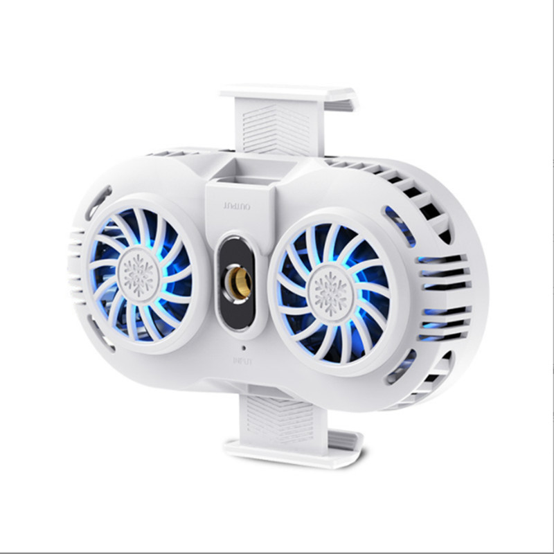 Félvezető mobiltelefon hűtőcsipesz, dupla ventilátoros nagy teljesítményű játékgép hűtő, mobiltelefon konzolos radiátor