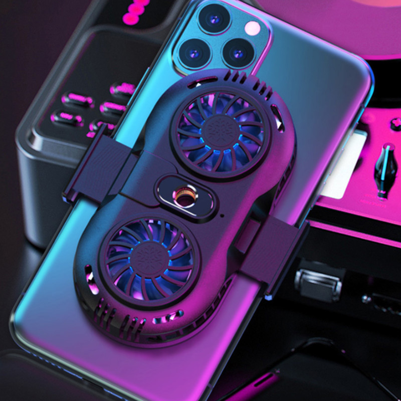 Félvezető mobiltelefon hűtőcsipesz, dupla ventilátoros nagy teljesítményű játékgép hűtő, mobiltelefon konzolos radiátor