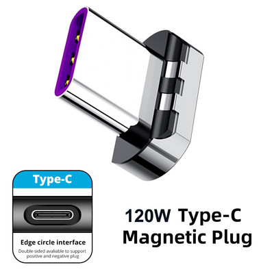 Adaptor magnetic Elough 120W USB tip C la USB C Convertor magnetic de încărcare rapidă de 90 de grade pentru Macbook iPad Pro comutator Samsung