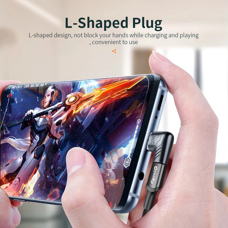 Elough 120 W-os USB Type C - USB C mágneses adapter 90 fokos gyorstöltő mágneses átalakító Macbookhoz iPad Pro Switch Samsung