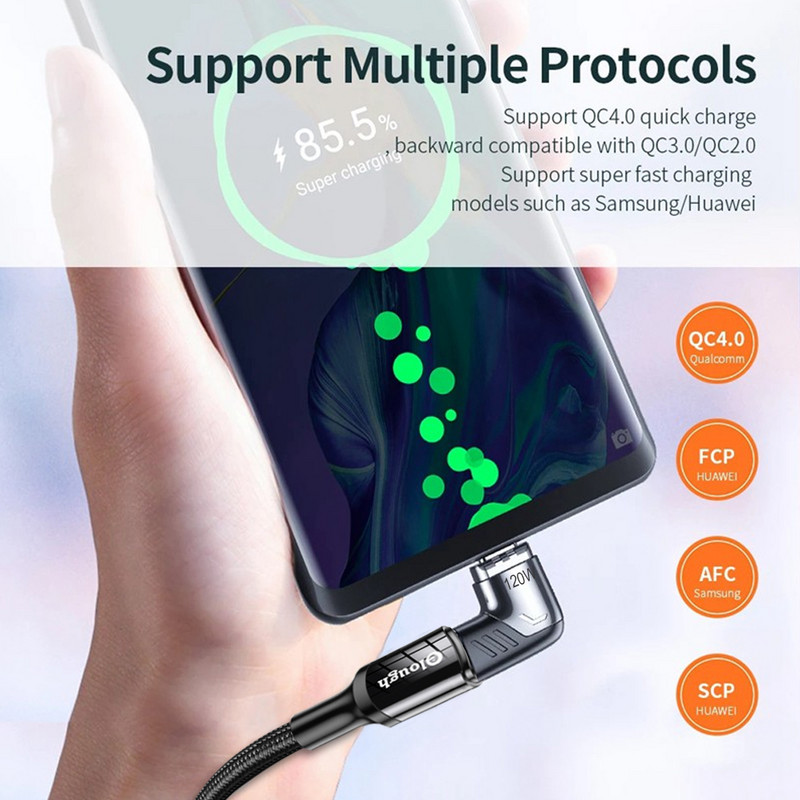 Elough 120 W-os USB Type C - USB C mágneses adapter 90 fokos gyorstöltő mágneses átalakító Macbookhoz iPad Pro Switch Samsung