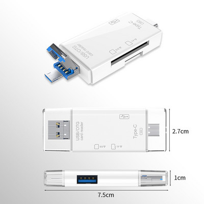 SD kortelių skaitytuvas USB C kortelių skaitytuvas 6 viename USB 2.0 TF/Mirco SD išmanusis atminties kortelių skaitytuvas C tipo OTG Flash Drive kortelių skaitytuvo adapteris