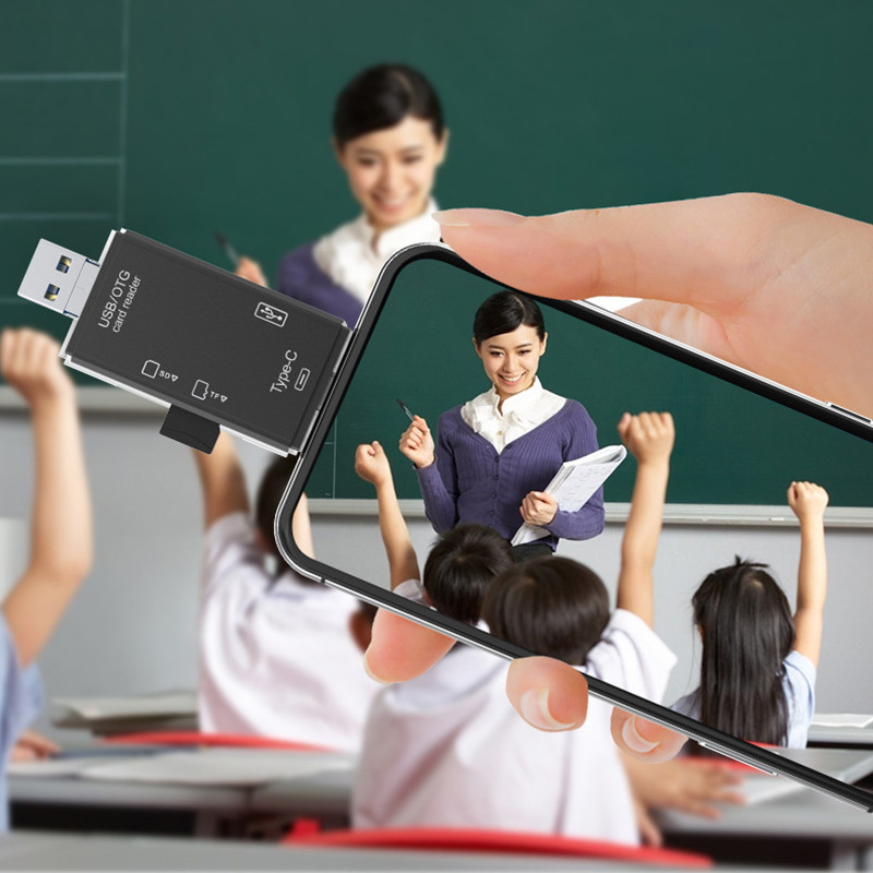 SD kortelių skaitytuvas USB C kortelių skaitytuvas 6 viename USB 2.0 TF/Mirco SD išmanusis atminties kortelių skaitytuvas C tipo OTG Flash Drive kortelių skaitytuvo adapteris