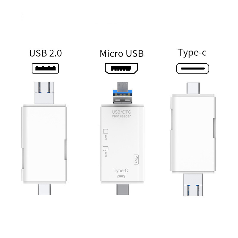 SD kortelių skaitytuvas USB C kortelių skaitytuvas 6 viename USB 2.0 TF/Mirco SD išmanusis atminties kortelių skaitytuvas C tipo OTG Flash Drive kortelių skaitytuvo adapteris