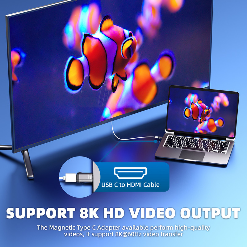 140 W USB4.0 mágneses adapter USB C típushoz C 40 Gbps gyorstöltő mágneses átalakító kábelcsatlakozó 8K@60 Hz USB C típusú adapter