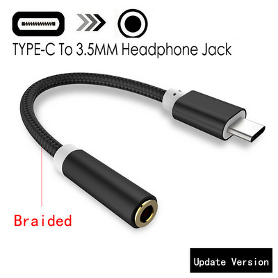 Adaptor cablu împletit USB-C tip C la jack de 3,5 mm Cablu căști Adaptor cablu audio Aux pentru Xiaomi Huawei pentru telefon inteligent