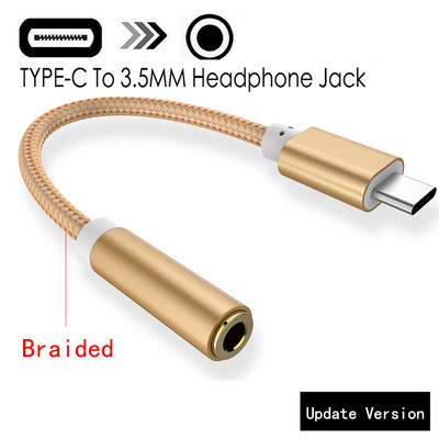 Adaptor cablu împletit USB-C tip C la jack de 3,5 mm Cablu căști Adaptor cablu audio Aux pentru Xiaomi Huawei pentru telefon inteligent