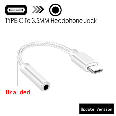 Adaptor cablu împletit USB-C tip C la jack de 3,5 mm Cablu căști Adaptor cablu audio Aux pentru Xiaomi Huawei pentru telefon inteligent