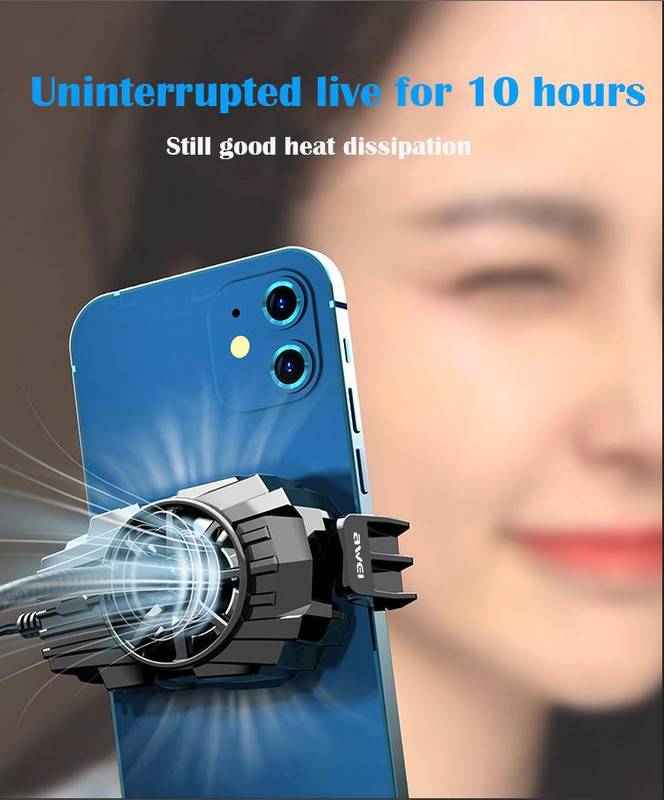 Awei X31 Mini mobiltelefon hűtőventilátor radiátor Turbo Hurricane Game Cooler Cell Phone Cool hűtőborda IPhone/Samsung/Xiaomi számára