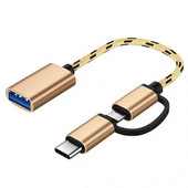 Cablu adaptor 2 în 1 tip C OTG pentru Samsung S10 S10 Xiaomi Mi 9 Android MacBook Mouse Gamepad Tablet PC Cablu USB OTG tip C
