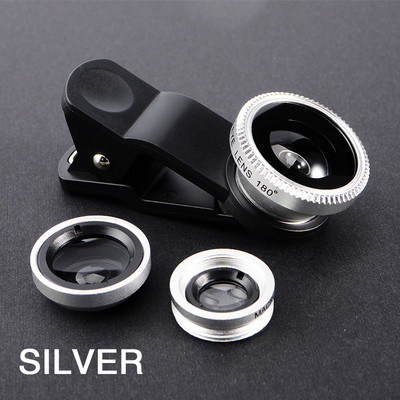 3u1 Fisheye širokokutni objektiv mikro kamere za iPhone Xiaomi Redmi 3IN1 Zoom Fish Eye Lens na lećama pametnog telefona sa kopčom za telefon