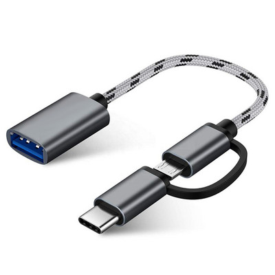 Adaptor USB 3.0 OTG 2 în 1 Cablu adaptor Micro USB la USB 3.0 Convertor OTG pentru discul flash Gamepad Cablu USB OTG tip C
