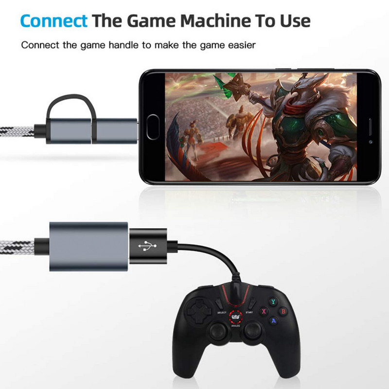 2 az 1-ben USB 3.0 OTG Adapter Type C Micro USB – USB 3.0 Adapter kábel OTG konverter Gamepad Flash Disk Type-C OTG USB kábelhez