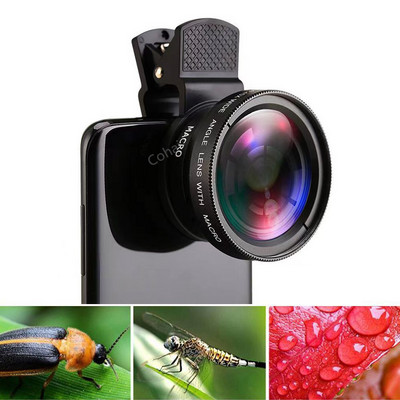 2 в 1 обектив за мобилен телефон 0,45x супер широкоъгълен 12,5x макро HD обектив за камера за iPhone 12 11 8 7 6 XS Huawei Xiaomi Samsung
