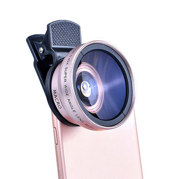 TIDOVE 2 В 1 Универсална скоба за обектив 37 мм Обектив за мобилен телефон Професионален 0,45x 49 uv Супер широкоъгълен + Макро HD обектив за iPhone 13
